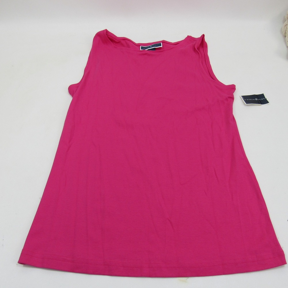 Karen Scott‎ Womens Pink Cotton Tank Top Sleeveless Casual Comfy